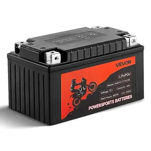 VEVOR Motorcycle Battery, 12 Volt 8Ah, LiFePO4 Lithium Pre - Charged Powersports Battery, Maintenance Free High Performance, Compatible with ATV, Motorcycle, Jet Skis, Scooter, UTV, and More
