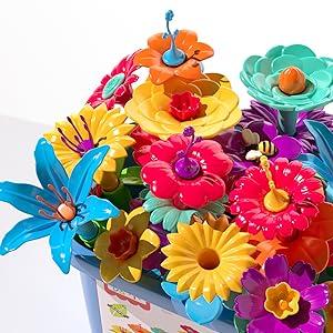 224 PCS Flower Garden Building Toys for Girls Toys, Educational STEM Toy and Preschool Garden Play Set for Toddlers 3 4 5 6 7 8 Year Old Kids Boys Girls, Flower Stacking Toys for Kids Age 3-6