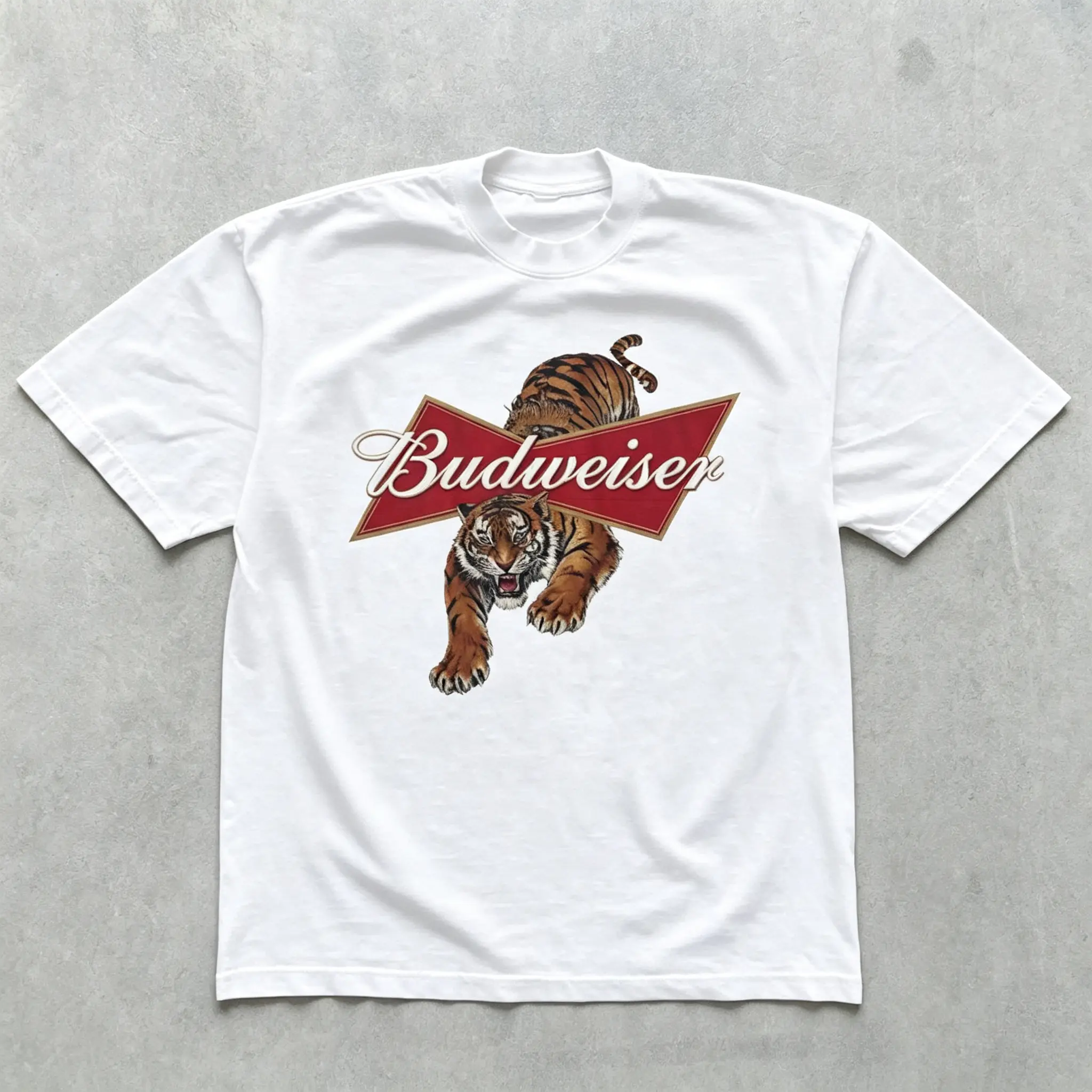 Vintage Budweiser Tiger Oversized Tshirt Women Retro Summer Graphic Printed Tee Trendy Streetwear Loose Fit Casual Short Sleeve Top