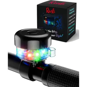 LED Light Up Bike Bell for Kids & Adults, Loud Crisp Sound with 3 Lighting Modes, Rechargeable Adjustable Strap Bike Accessories Fits Most City BMX Mountain Bike