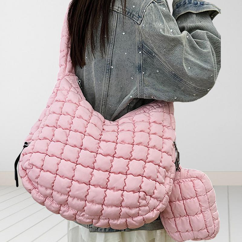 Lightweight Quilted Puffer Tote Bag for Women Practical Medium Bag Shoulder Crossbody Bags for Gym & Travel