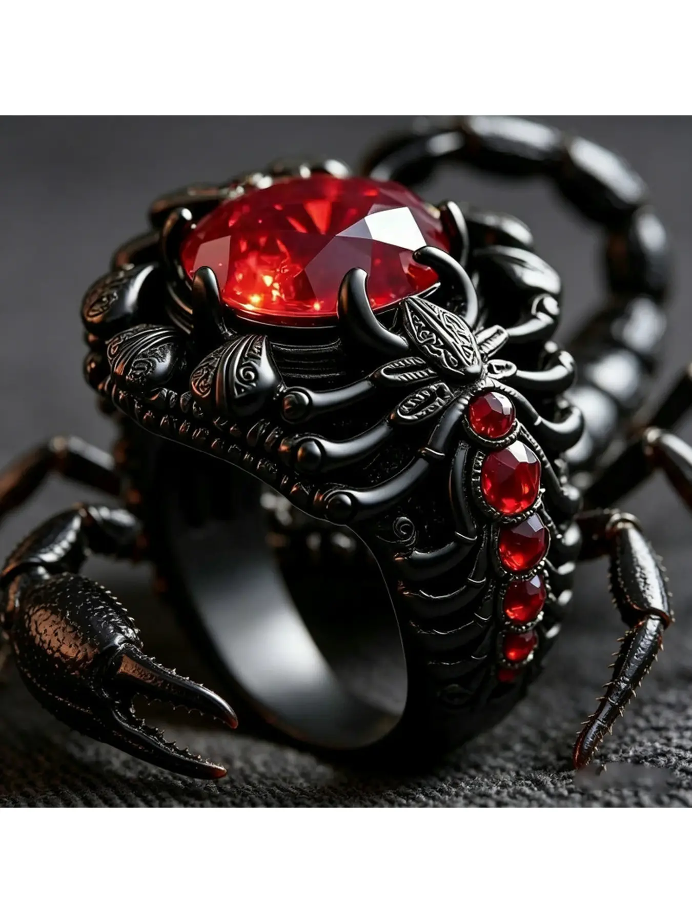 Heavy Embossed Scorpion Ring with Red Zircon, Animal Theme Ring, Viral Hit for Men on TikTok, Dark Punk Retro Gothic Style Band, Unique Fashion Party Accessory, Personalized Commemorative Hand Jewelry for Men for Motorcycling and Street Style