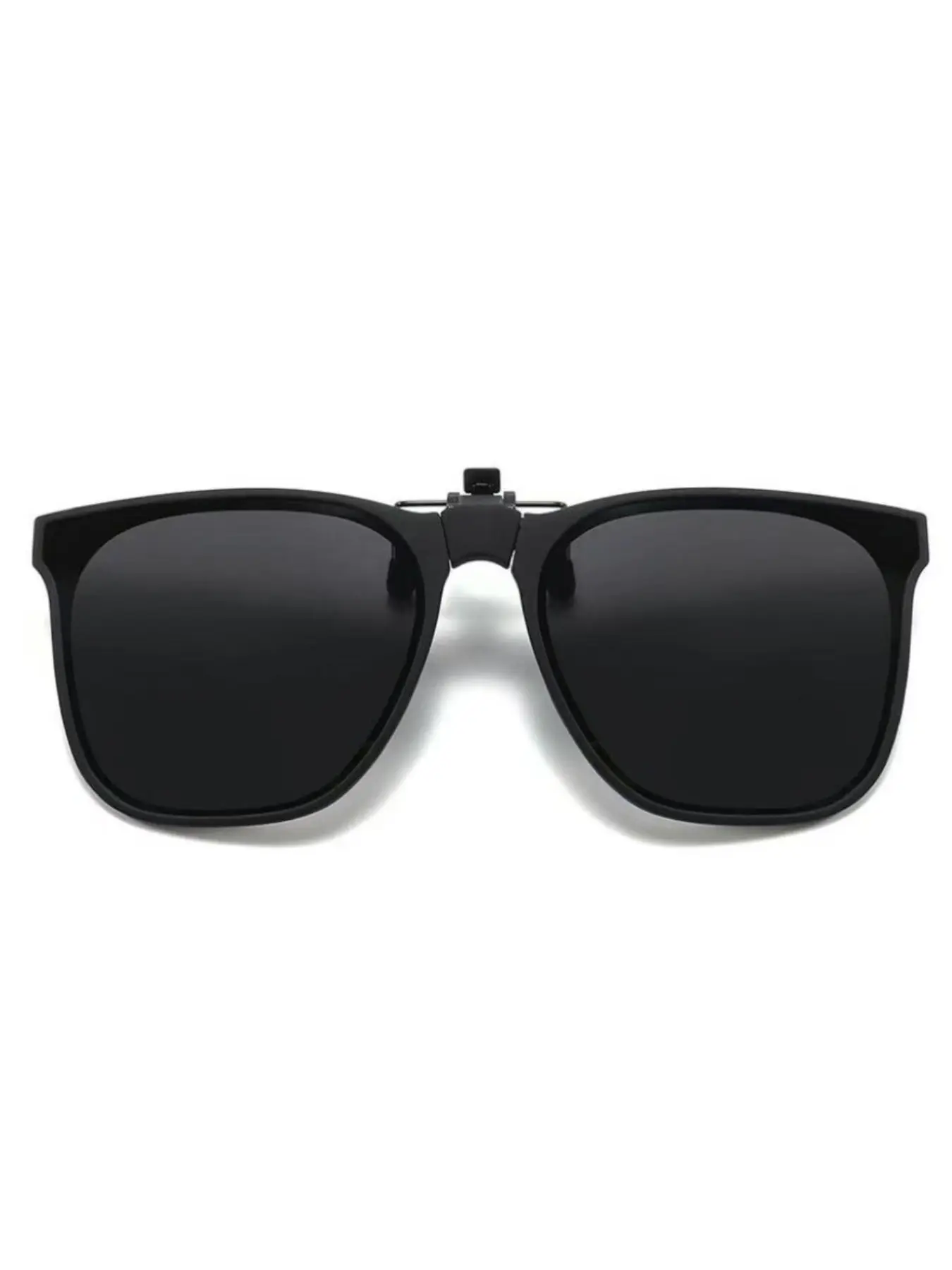 Foldable Glasses Set, Portable Clip-On Sunglasses, Unisex Fashion Eyewear, Large Square Decorative Lenses, Casual Style, All Seasons
