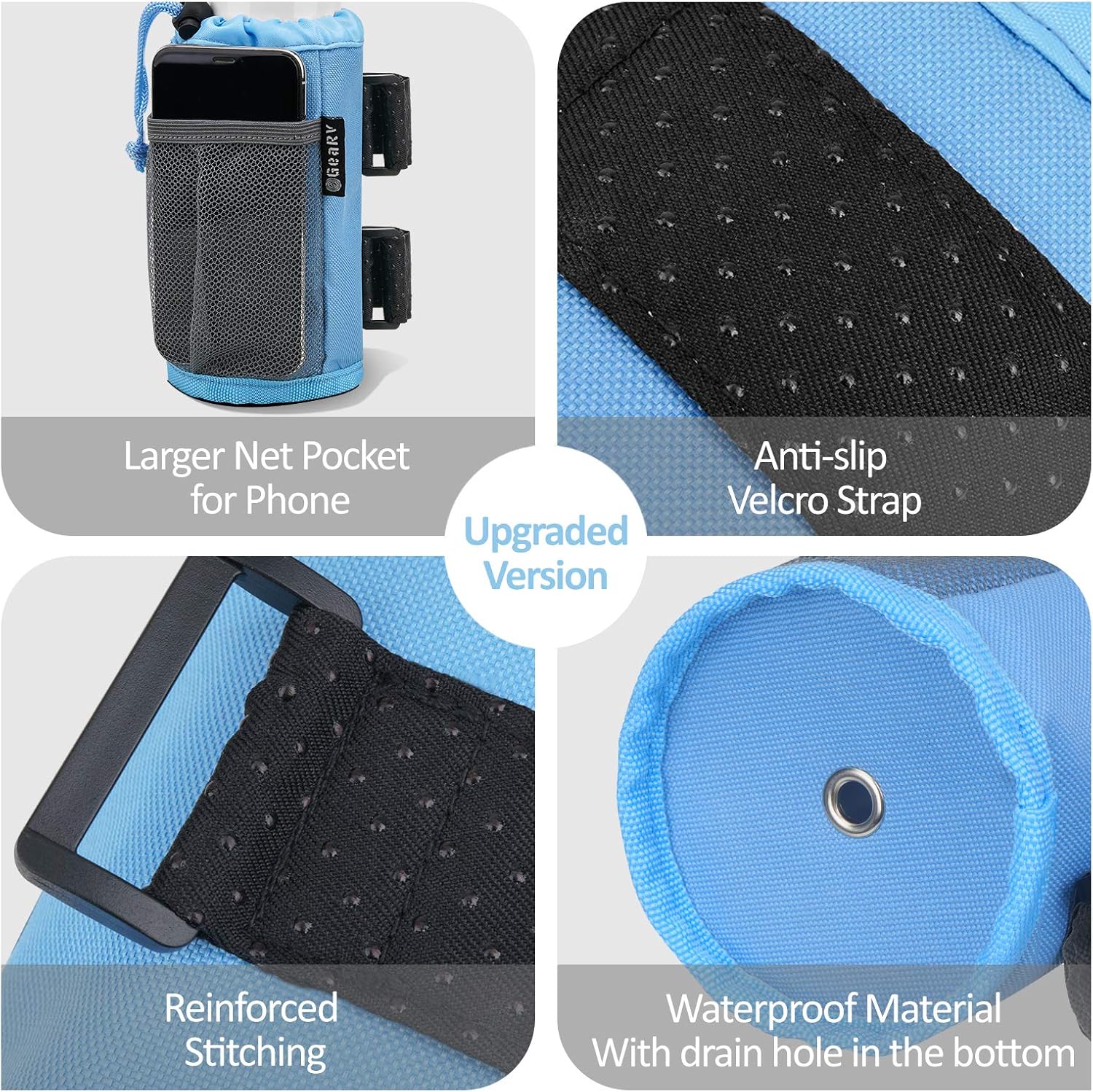 2Pack Cup Holder for , Scooter and , Water Bottle Holder for UTV/ATV, Walker, Golf Cart and Beach, Universal Drink Holder Accessories with Net Pocket and Cord Lock ( Blue)