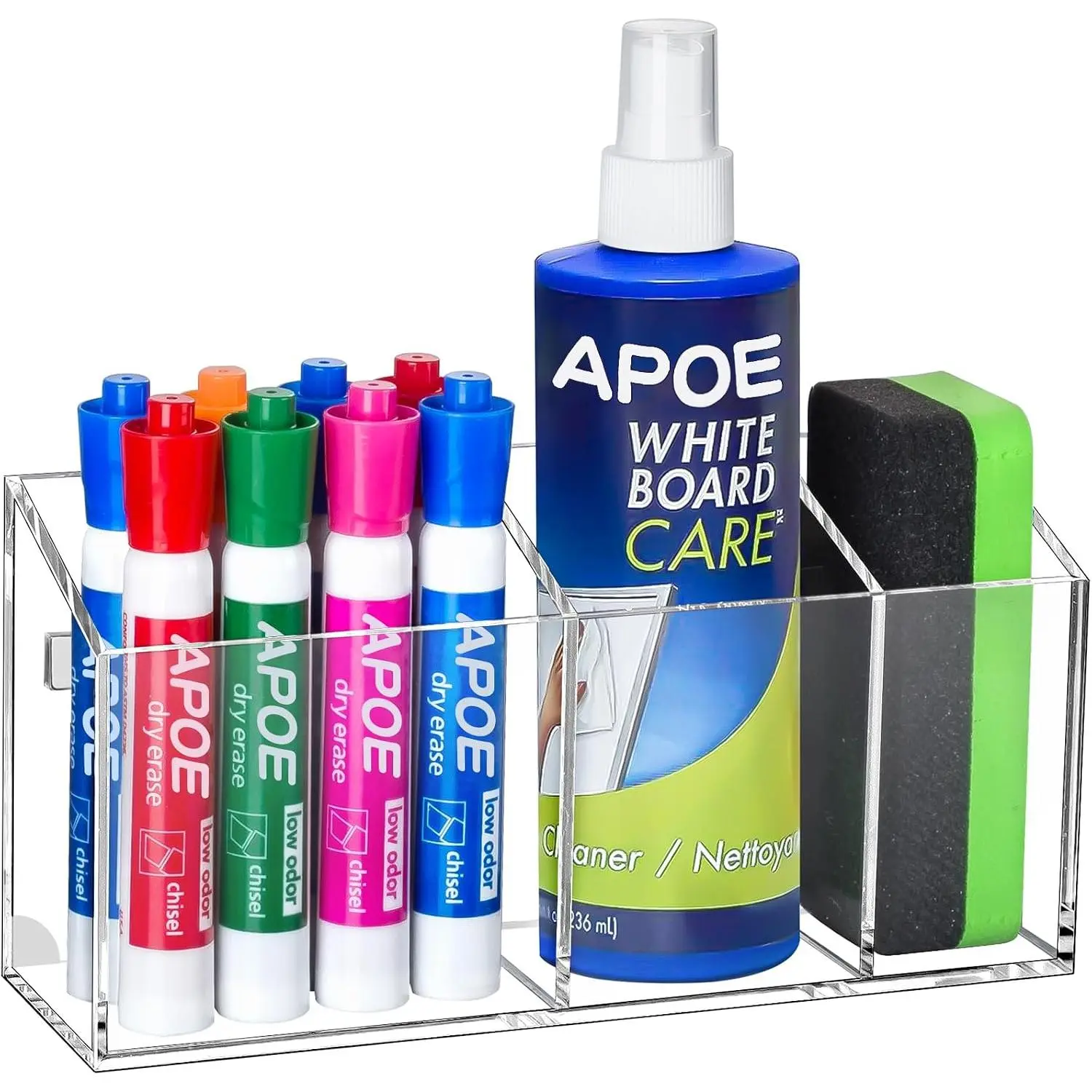 Dry Erase Marker Holder for Whiteboard, Fridge, Classroom |   Pen Holder for Office, Refrigerator, Whiteboard Maker Holder for Teacher, Locker Organizer Accessories(Clear)