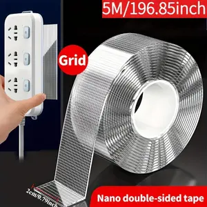 5M Industrial Nano Double Sided Tape, Transparent PET Reusable Adhesive Tape, High Strength Heat Resistant No Trace Removable Tape For Home Office Car Installation