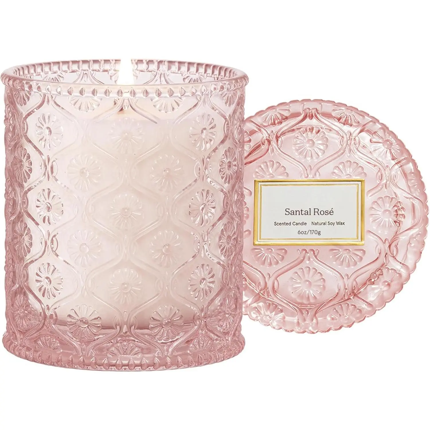 Santal Rosé Scented Candles for ,  Soy 40 Hrs | Luxury  Jar Candle, Clean Non  Wax, Gifts for Women, Floral Decorative Candles for Candle Warmer, Sandalwood Rose