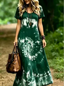 2026 Spring Summer Plus Size Women's Boho Dress, Comfortable Lightweight, Perfect for Beach Vacation, Fashionable and Versatile
