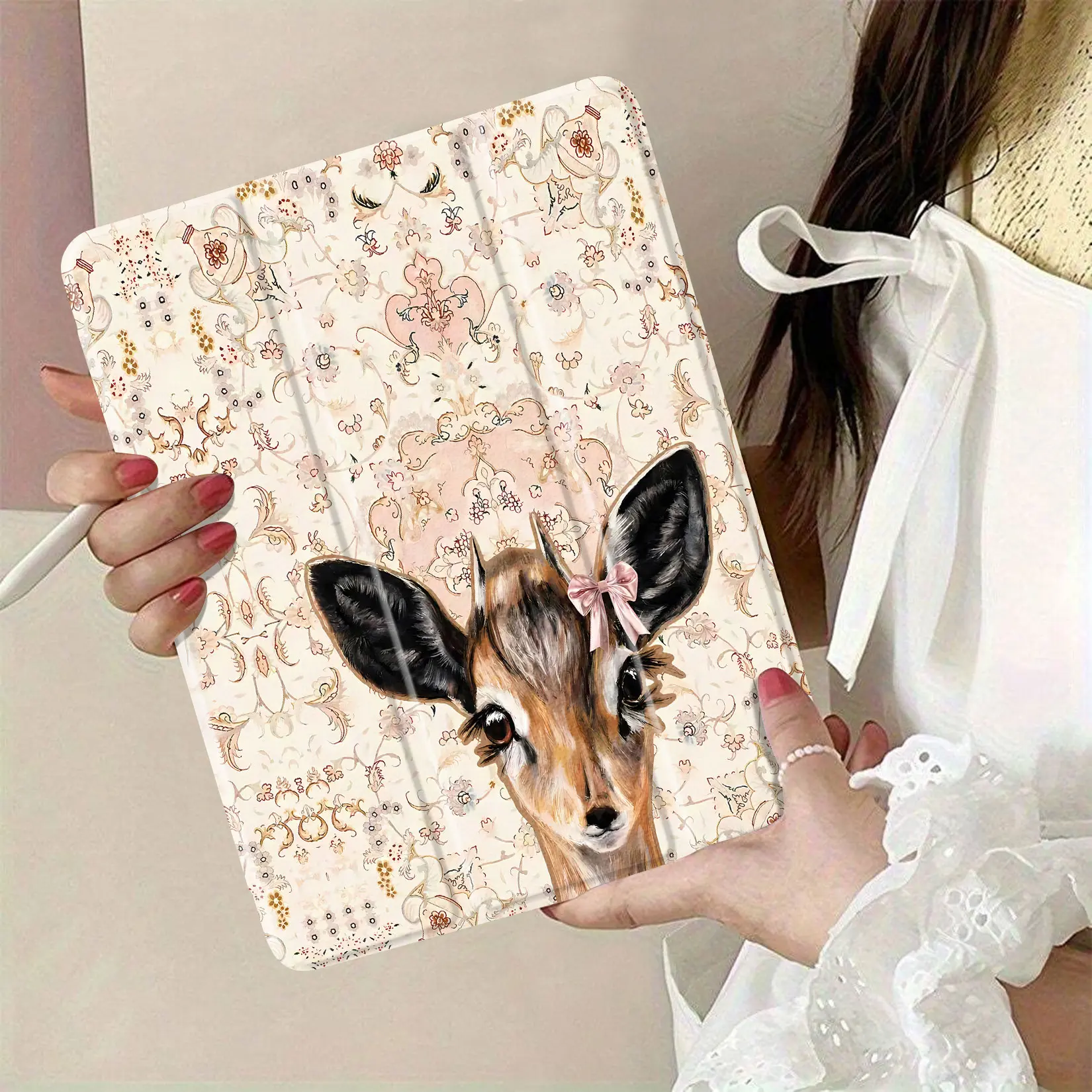 Stylish Deer Illustration Tablet Case for iPad Series, TPU Shock-Resistance Tablet Accessory with Auto-Sleep Functionality, Ideal Gift for Loved Ones, Accessories