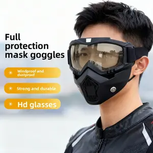 Dustproof Windproof Anti Fog Safety Goggles Face Shield Integrated Full Protection Mask for Outdoor Cycling Motorcycle Sports