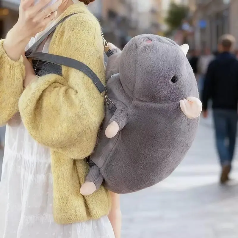 New Cartoon Flower Branch Rat Backpack, Soft Mouse Doll, Cute Realistic Mouse Backpack, Perfect Gift for Kids and Collectors