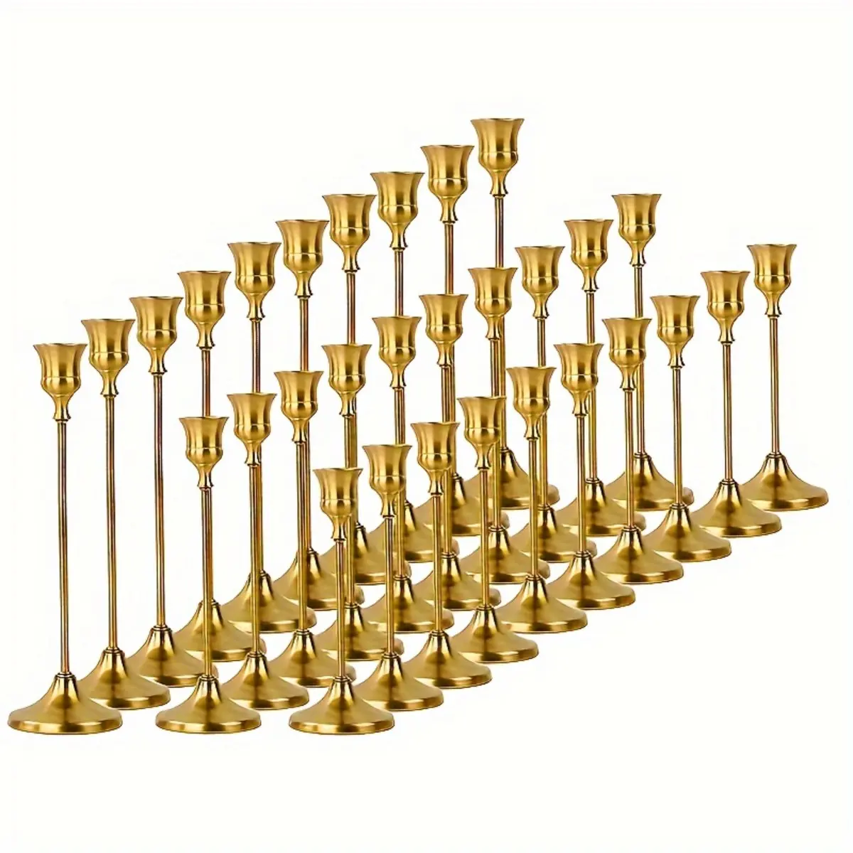 1/2/3/6/12/30-piece brass gold conical candlesticks, retro home decor candle holders, metal candlesticks as festive ornaments for dining tables and fireplaces