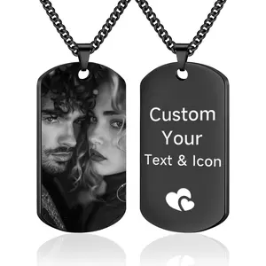 Picture Necklace Personalized Photo - Custom Engraved Text Dog Tags Necklaces, Customized Gifts for Men WomenGift.
