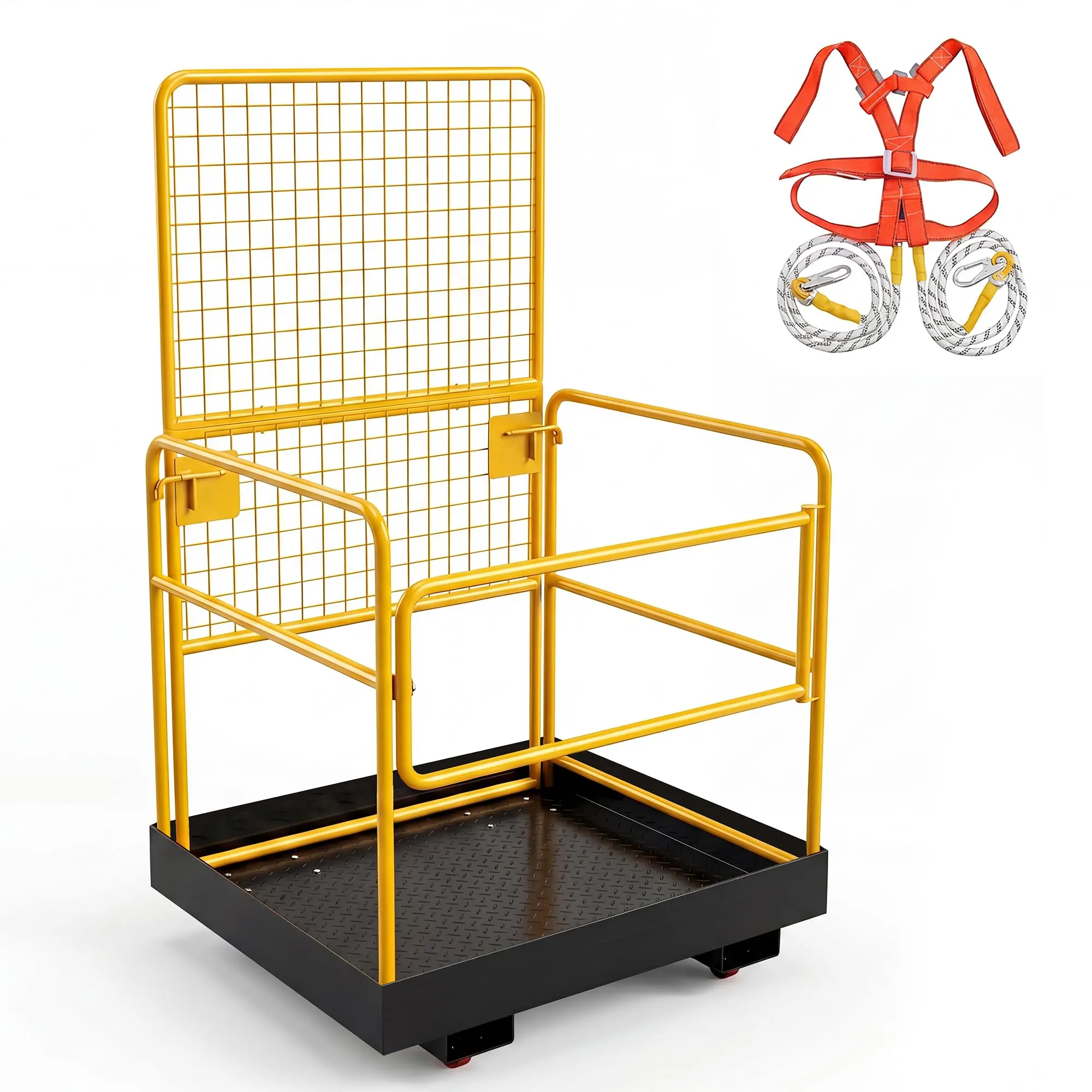 1800LBS Heavy Duty Forklift Safety Cage 43"x45" - OSHA Compliant Steel Man Basket Work Platform for Maintenance, Inventory & Construction