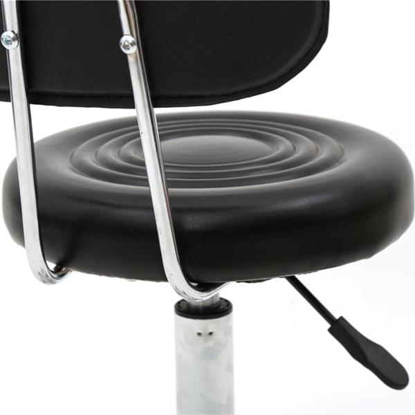 Drafting Chair with Backrest – Adjustable Foot Rest Rolling Stool with Wheels, PU Leather Swivel Stool for Office Spa Studio Lab Counter Salon Home Work Bar Kitchen Shop(Black)