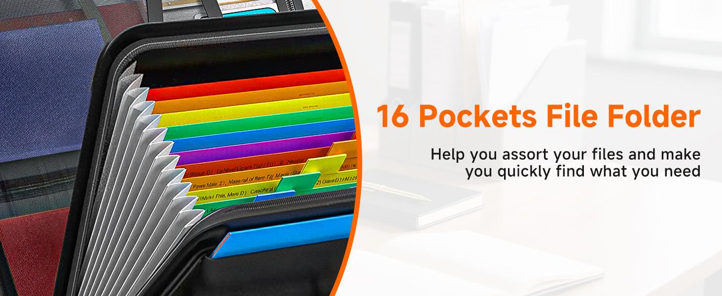 Fireproof Document File Organizer Bag, 5200°F Portable File Organizer With Lock, 16-Layer File Box, Waterproof and Heat-Insulated, Safe Storage For Important Documents, Laptop, Files and More