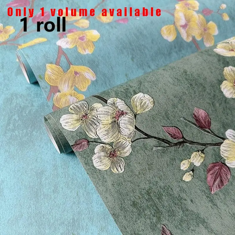 Vintage Floral Peel and Stick Wallpaper, Dark Green Magnolia Self Adhesive Wall Sticker, Waterproof Removable PVC Wall Paper for Bedroom Living Room Furniture Renovation, Rental Apartment Wall Makeover, Decorative Wallpaper Diy Wallpapers