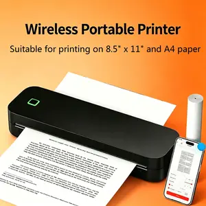 Portable Thermal Printer, Wireless Bluetooth-compatible, Compatible with iOS Android Laptops, Supports 8.5"x11" A4 Paper, Tattoo Paper Printing, Compact Design