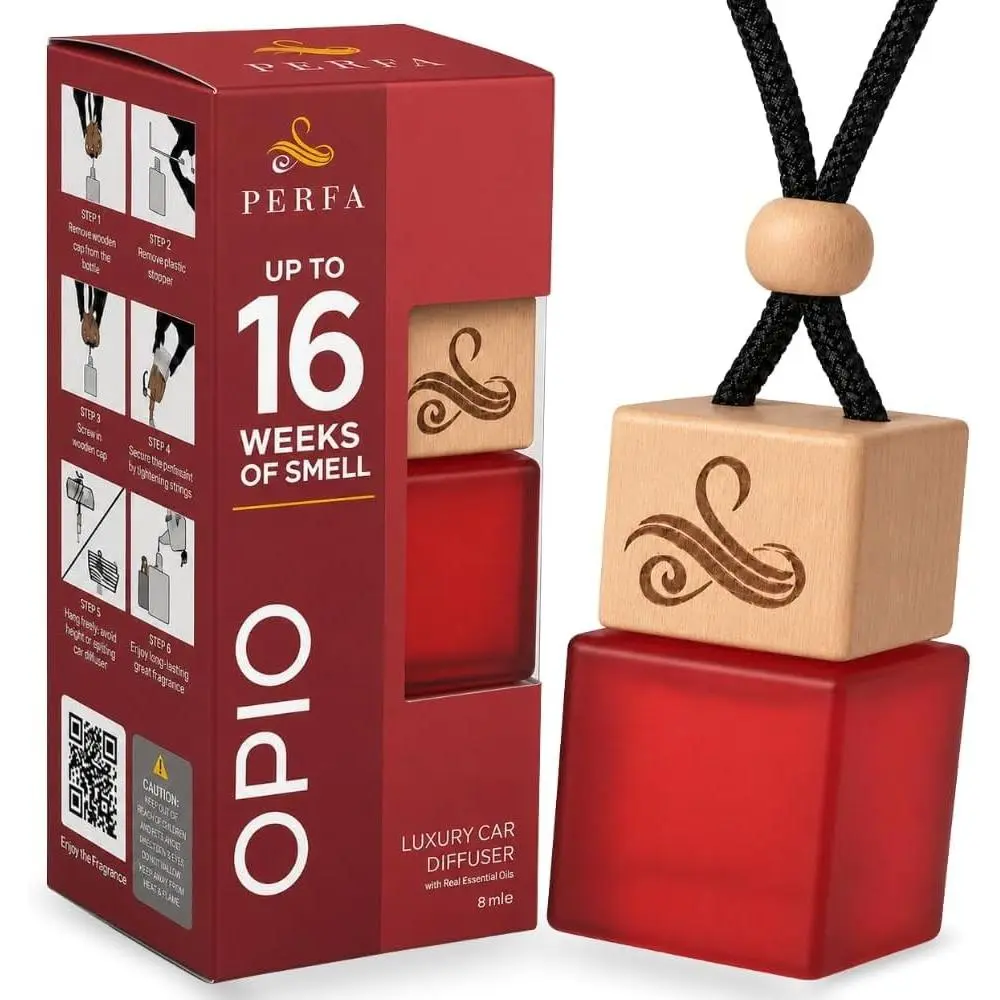 Black Opium-Inspired Women's Hanging Wooden Car Air Freshener - 8ml Luxury Diffuser with Vent & Hanging Clip - Long-Lasting Odor Eliminator, Luxury Inspired, Odor Elim.