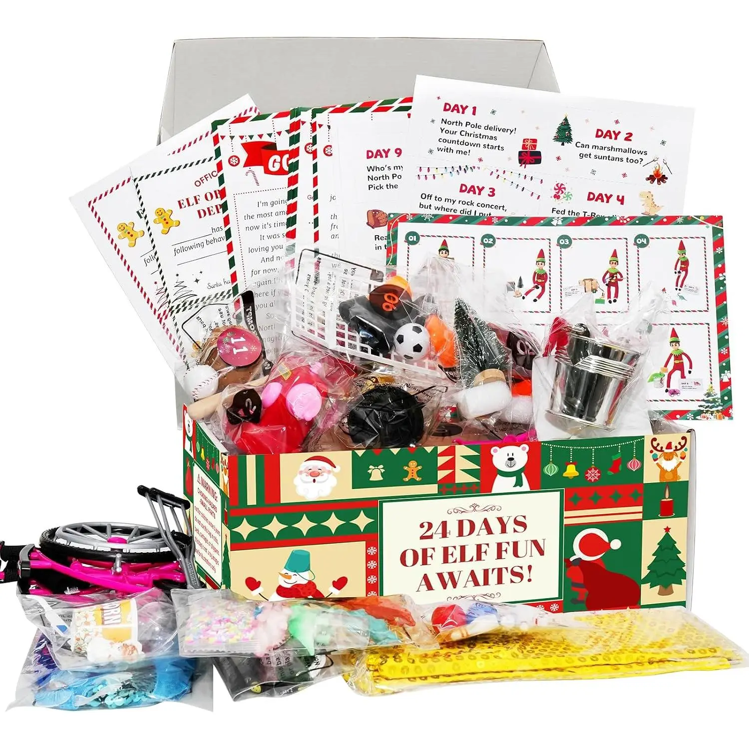 Kit 24 Days of Christmas 2026 Interactive Daily  Scenes Accessories & Idea Kits Elaborate Countdown  Starter kit for Christmas Holiday Magic Gifts ( Doll Not Included)