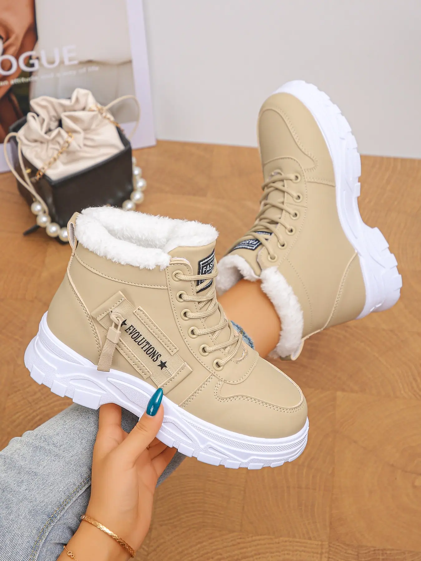 New Women's Fashion Comfortable Fall Winter Boots, Waterproof Anti-Slip Fur Cotton Boots, Casual Mid-Calf Workwear Shoes