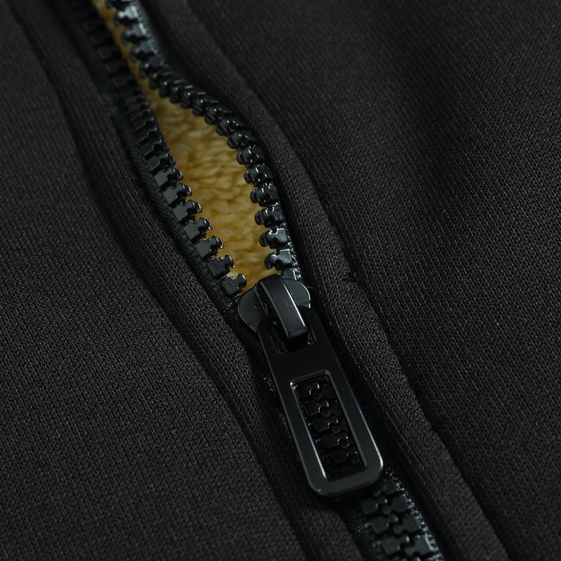 Men's winter fleece hooded thickened lambswool warm zipper cardigan, casual and versatile cold-proof jacket Menswear Sweatshirts Tops Long Sleeve Bestie Beige Black Plain jackets heated jacket fur coat fleece jacket western clothing jackets heated jacket