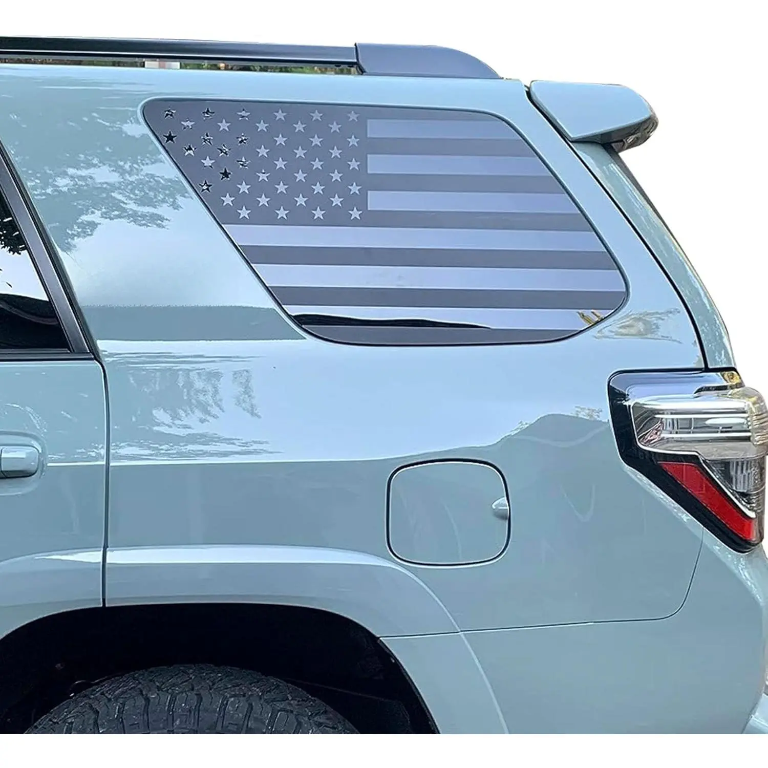 Rear Window American Flag PVC Decal - Fits 5th Gen Toyota 4Runner 2010-2024, Easy-Install Precut Car Window Decoration Stickers, US Pride Country Flag Car Accessories (Matte Black & Multiple Colors), American Flag Decal Car Stickers, Country Flag Car Stic