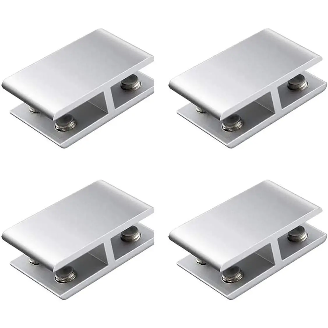 Glass Clamp, Glass to Glass Connector, Suitable for 6-8mm Boards, 2 Way, 180 Degree, 4 Pack
