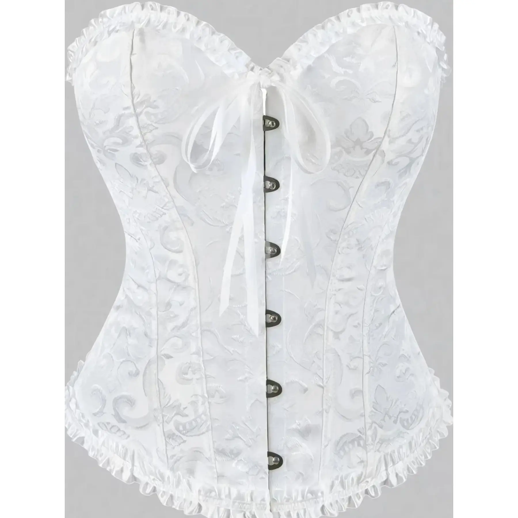 Vintage Palace Print Corset Top, Elegant Fishbone Shaping Bustier with a Back Tie, Waist Sculpting for Women's Daily Outfits, Corset Tops, Daily Wear, Fishbone Shape, Random Prints