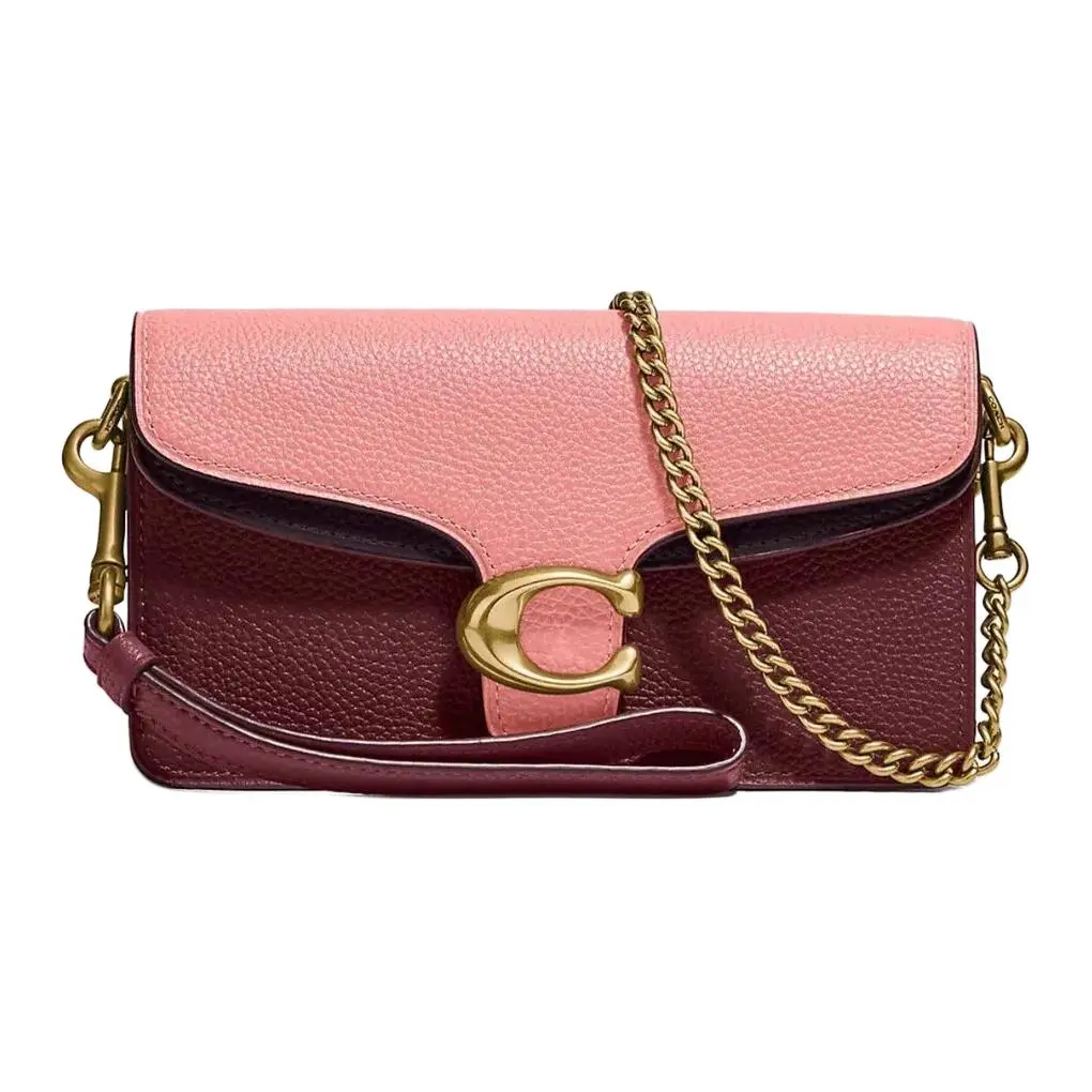 Coach Tabby 18 Mini Crossbody Bag for Women – Pebbled Leather with Classic C-Turnlock, Macaron Pink and Burgundy