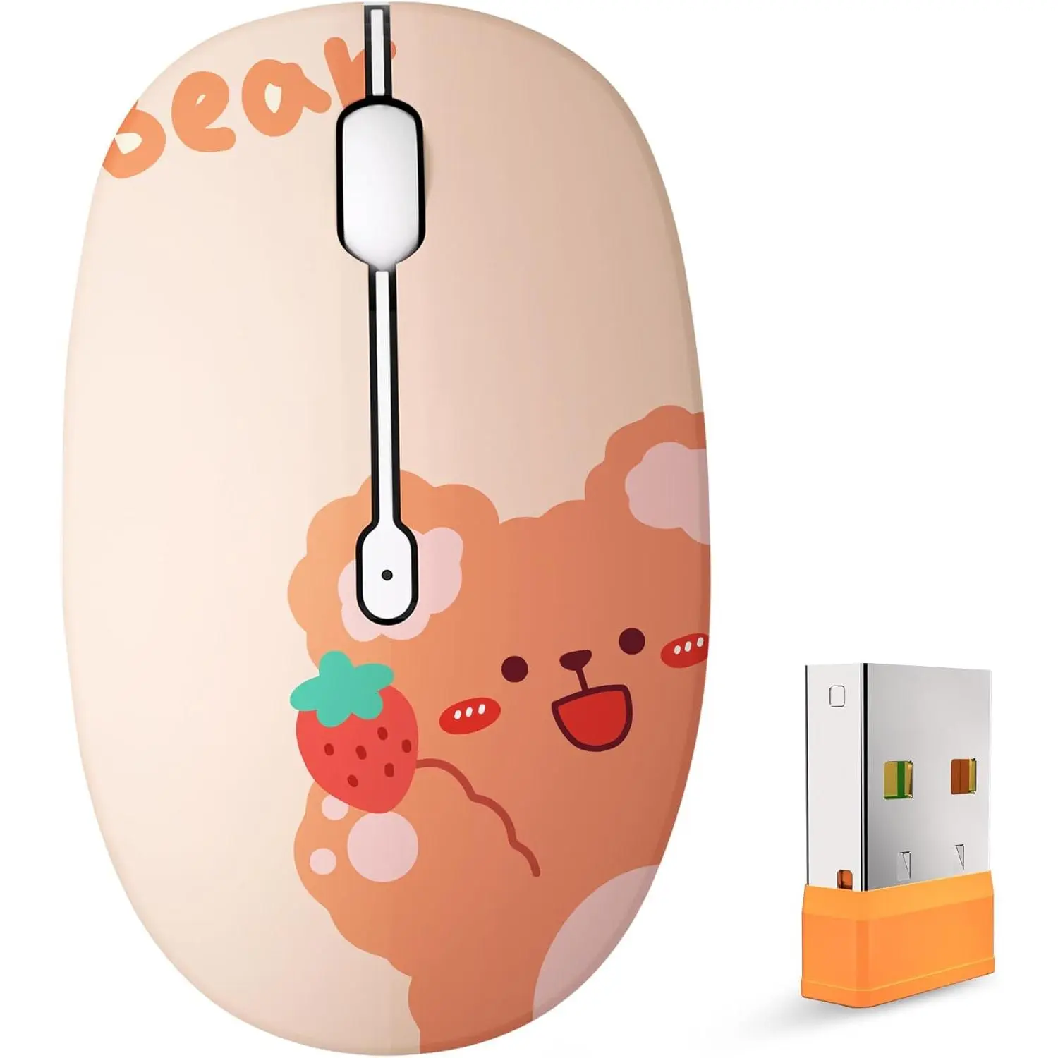 Cute Wireless Mouse, Bluetooth & 2.4GHz Dual Mode, Silent Click, AA Battery Powered, Kawaii for Kids Students Teen Girls, Compatible with Laptop Mac iPad PC (Kerry Bear)