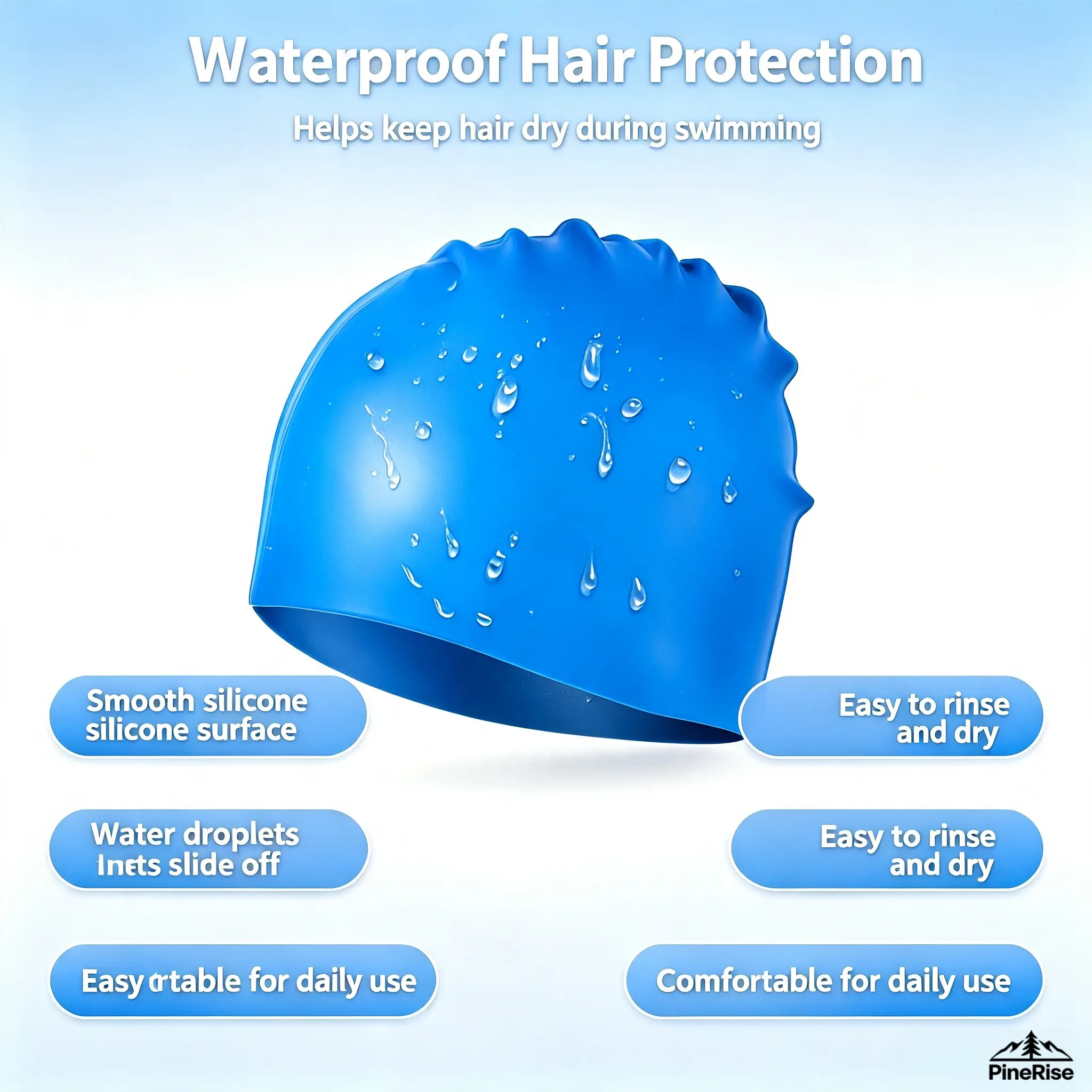 Solid Color Silicone Swim Cap For Adults Men Women Waterproof Comfortable Elastic Swimming Hat Non‑Tight Fit For Head Great For Pool Training Beach Water Sports Outdoor Swimming Activities