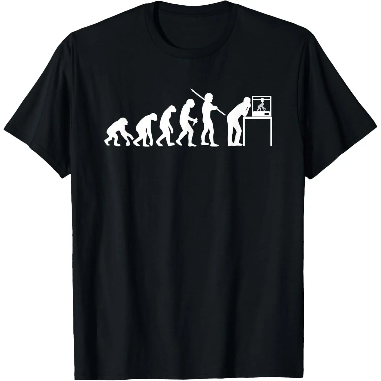 Men’s 3D-Printing Evolution Themed Cotton Crewneck T-Shirt, Novelty 3D Printer Joke Gift, Cool Tech Lover Apparel, Unique Geek-Humor Casual Streetwear, Christmas/Birthday Present Baggy Blazer