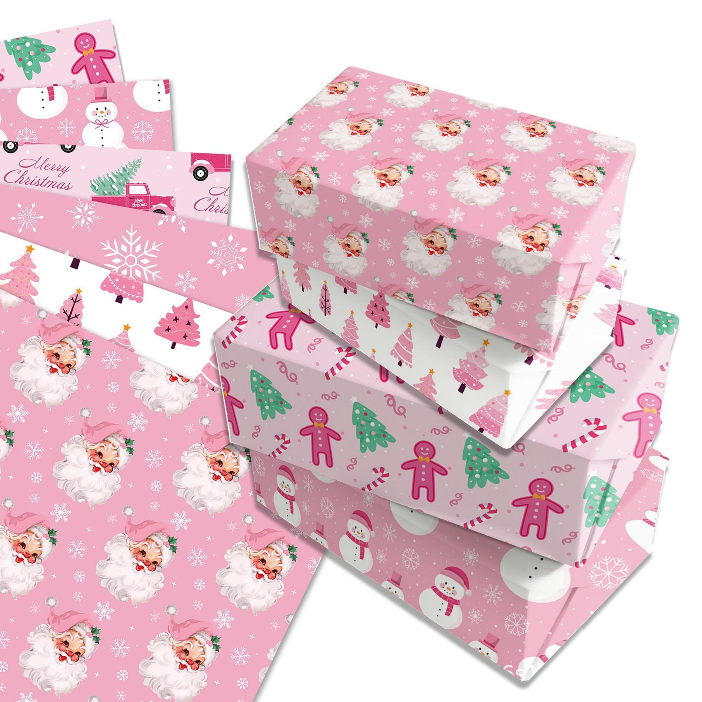 Cute Christmas Gift Wrapping Paper, 12pcs/set Snowflake Santa Claus ...
