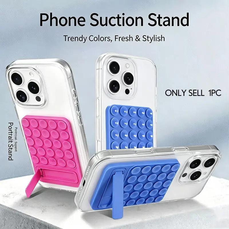 2 in 1 Magnetic Suction Phone Grip, Silicone Suction Cellphone Mount, Magnetic Cellphone Holder Compatible with MagSafe Case, Hands-Free Phone Accessory for Selfies and Videos, Smartphone Holders