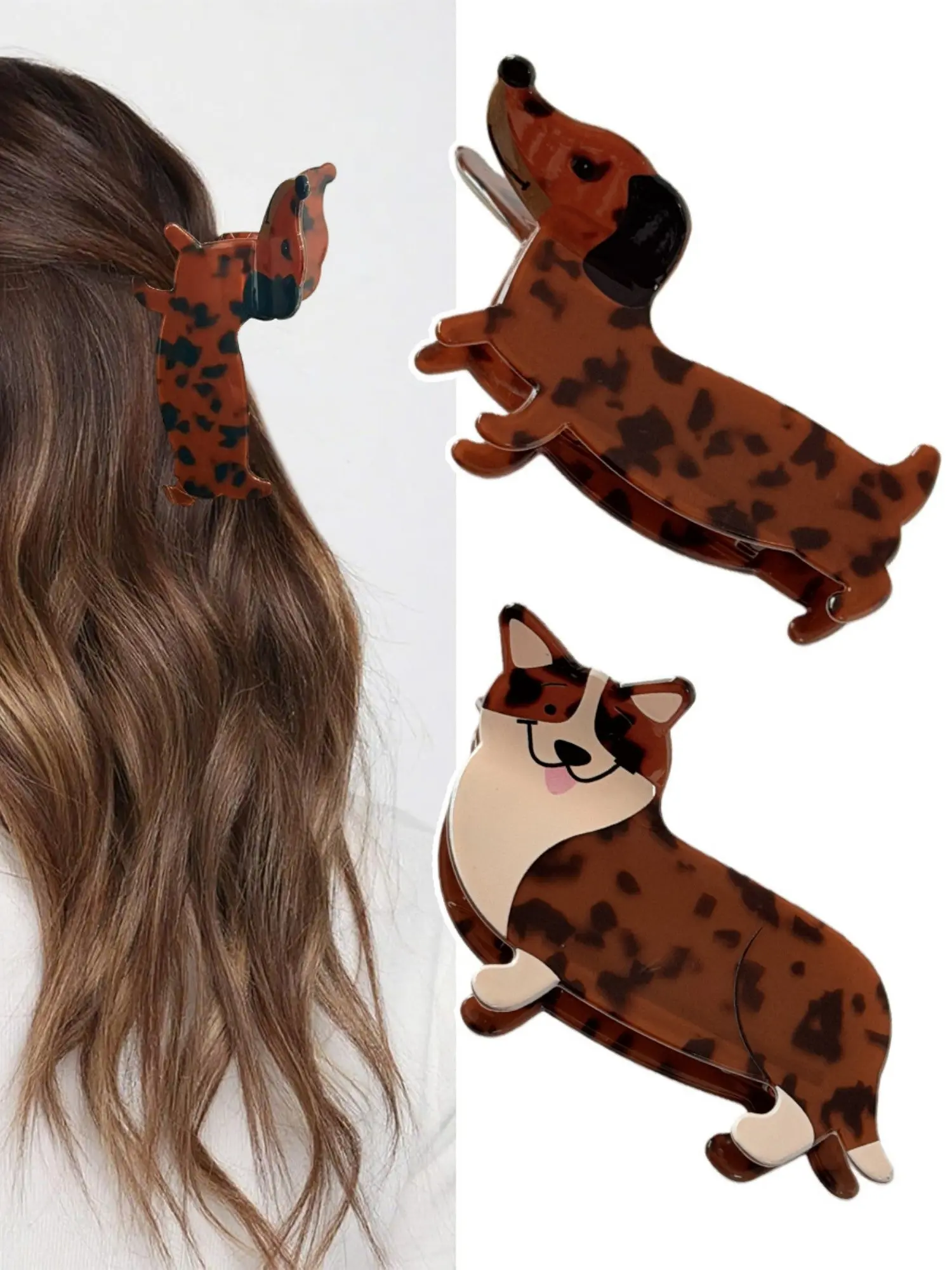 Cute Animal Hair Clip, Puppy Claw Clip, Cute Dog Tail Clip, Sausage/corgi Back Brain Hairstyle Clip, Fun and Adorable Accessory