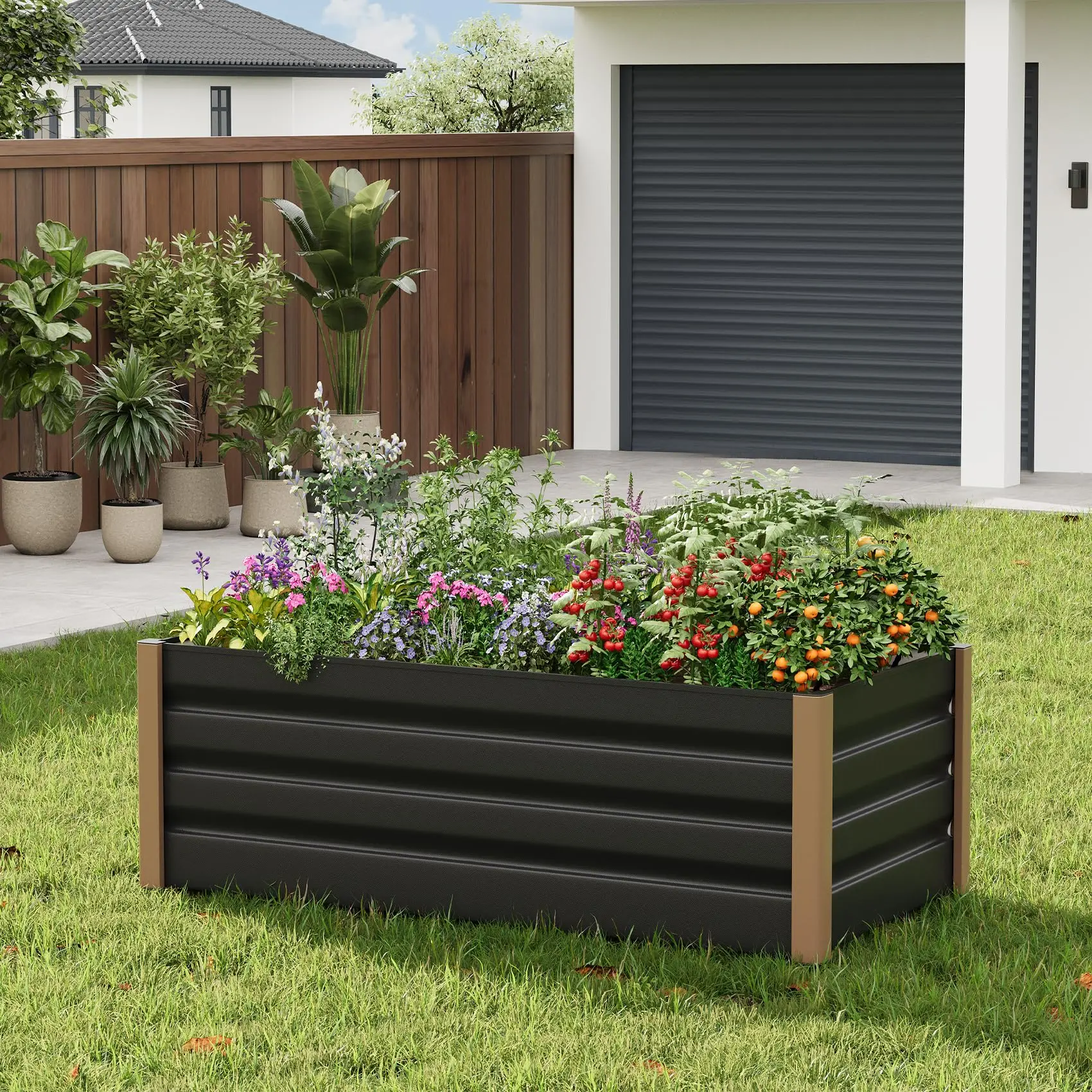 2-Pack Aluminum Raised Garden Beds for Outdoor Use – Rust-Resistant Metal Planter Boxes, Open-Bottom Design, Safe Rounded Corners, Anti-Cut Trim, Ideal for Large Vegetable & Flower Gardens