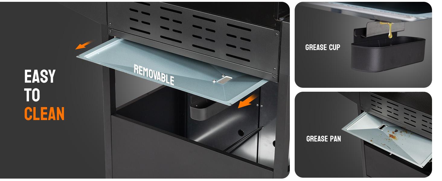 ROVSUN 4 Burner Propane Gas Grill with Side Burner, 58,000BTU BBQ Grills with Enameled Cast Iron Grates, Shelf & Cabinet for Outdoor Garden Patio Backyard Barbecue Cooking