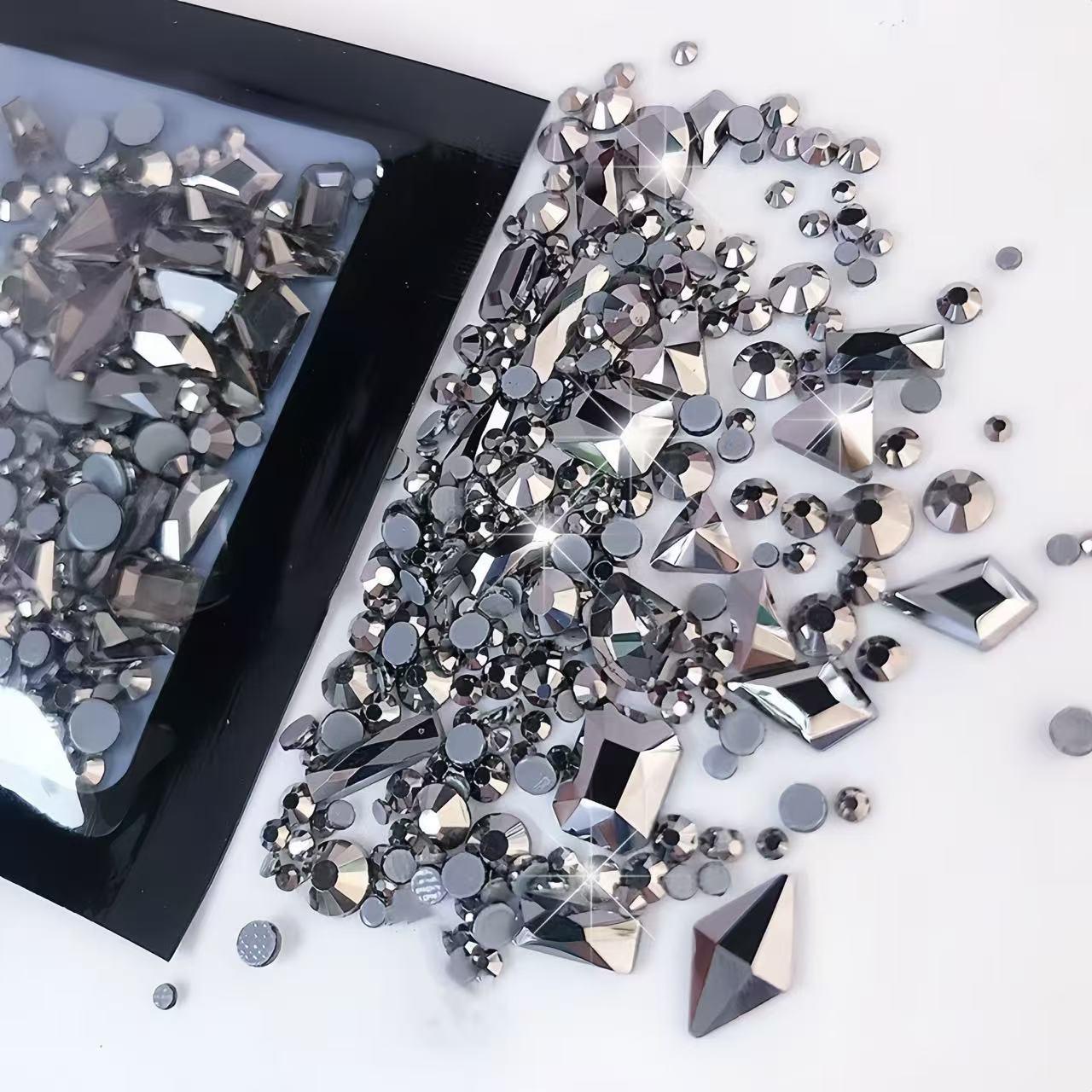 Rhinestone Nail Art Decoration, Glitter Rhinestones, 300pcs/bag Flatback Round Rhinestone & Flatback Odd Shaped Large Cubic Zirconia, Nail Art Accessories