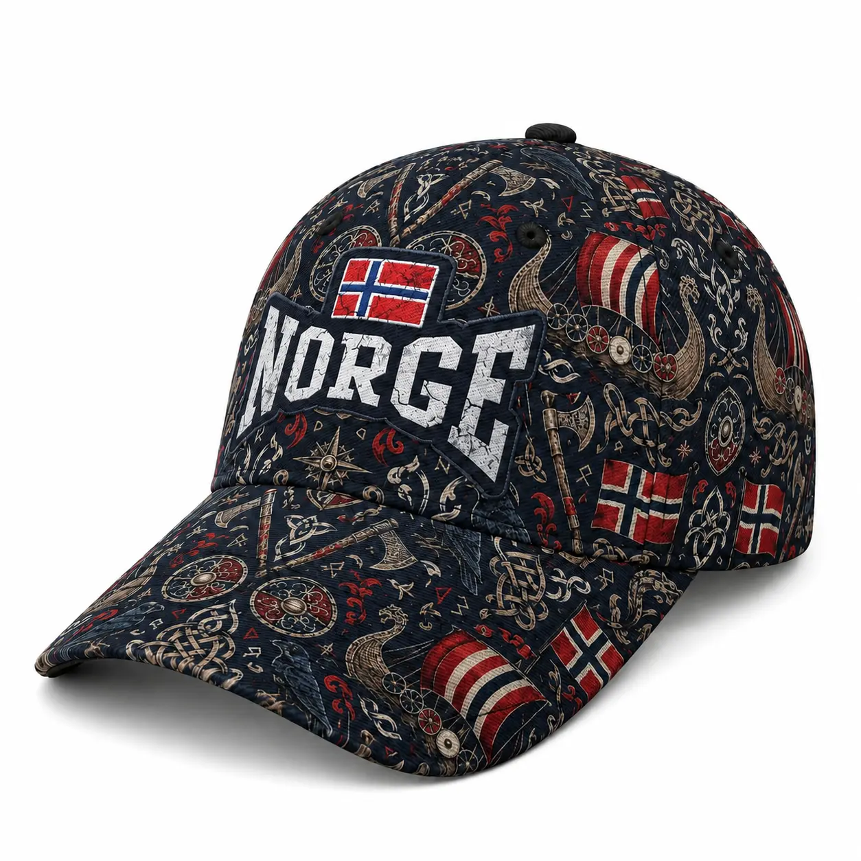 Norway Viking Baseball Cap Unisex Adjustable All Over Print Dad Hat, Curved Brim Outdoor Travel Casual Streetwear,sooners baseball,stylish golf,nets fan, football supporter ,raptor printed hat,official soccer,unisex summer,classic baseball