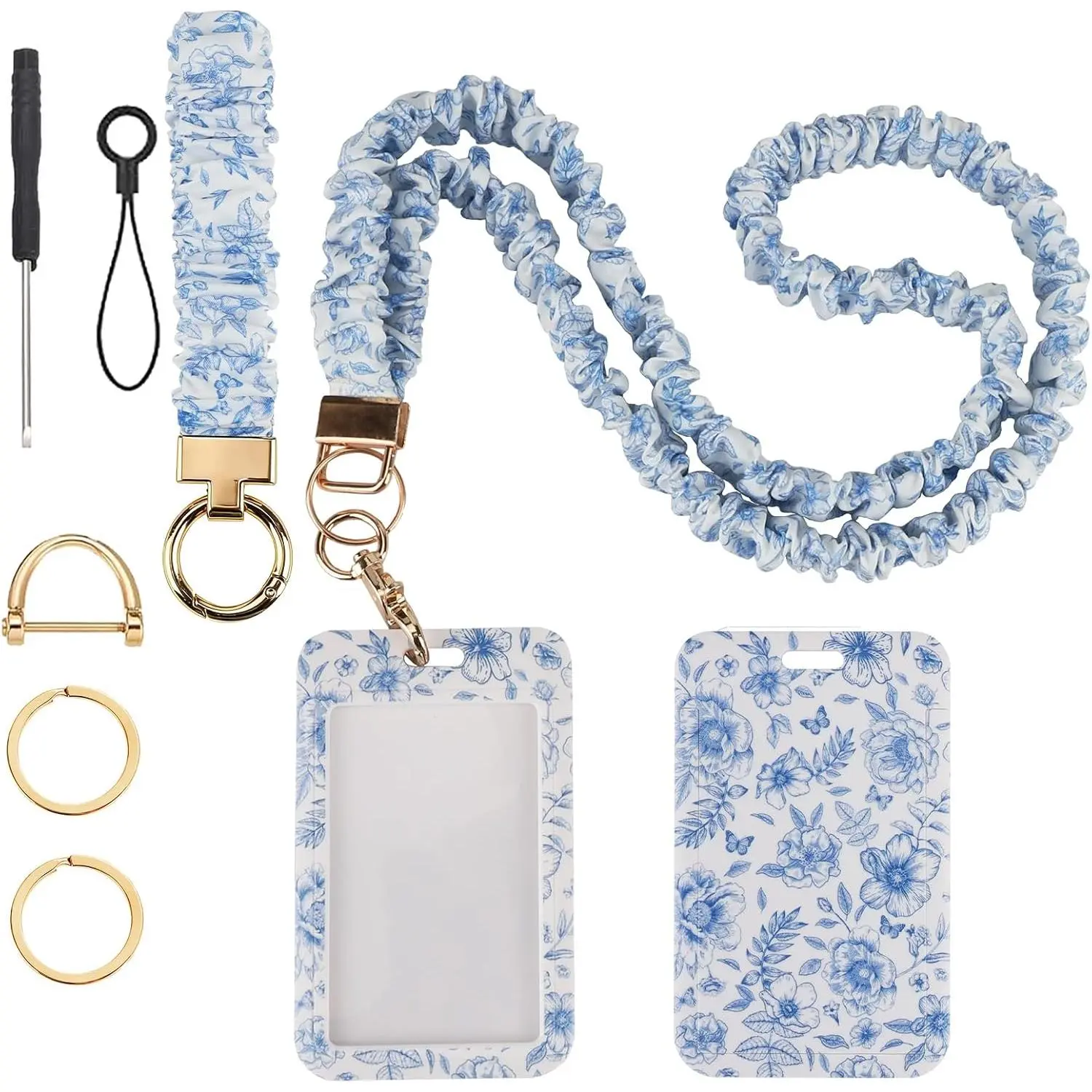 Scrunchie Lanyard with ID Badge -Cute Teacher Lanyards Stretchy Lanyards for Teachers Workers Women Gifts