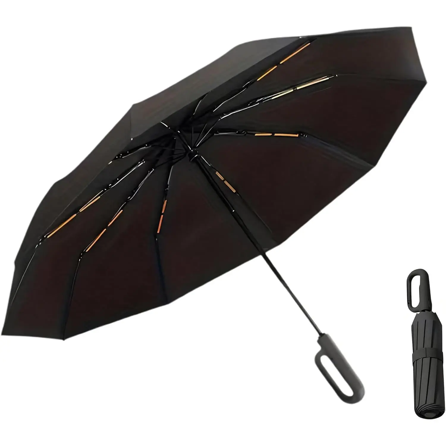 Compact Folding Umbrella for Daily Use, Manual Open Travel Umbrella with Reinforced Frame, Portable Umbrella for Commuting and Everyday Rain