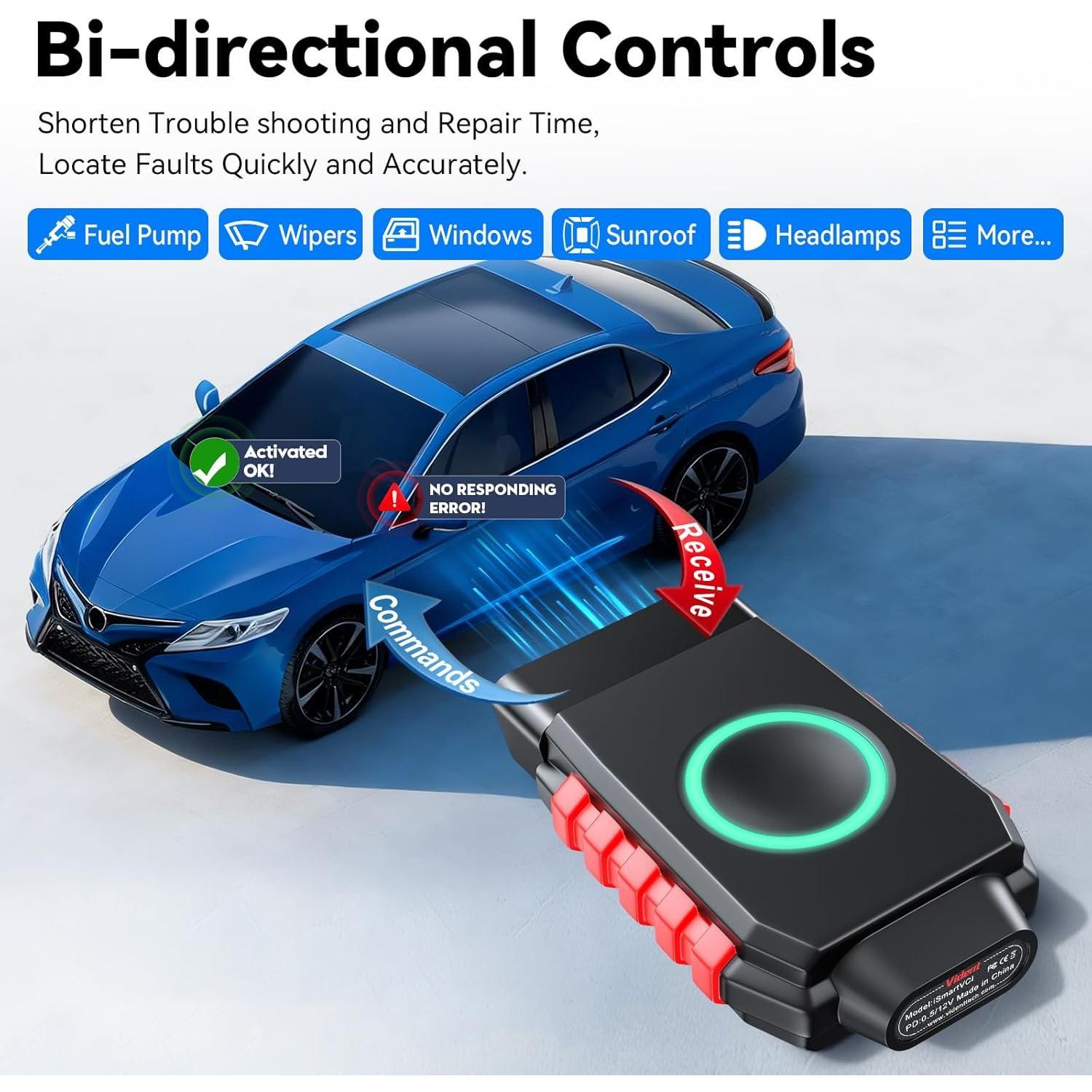 Bidirectional  OBD2 Scanner for iOS & Android,  iSmartDiag 510 PRO Scan Tool with Lifetime Updates, 28 Resets,  System Diagnostics, Throttle Relearn, ABS Bleeding, EPB, CAN FD for GM