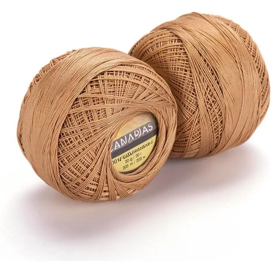 Canarias  Mercerized  Crochet Thread - 20g (0.7 oz), 203 Yards - Ultra Fine Lace Weight Yarn for Crochet, Lace, Doilies, Embroidery & Accessories (5529, Caramel)