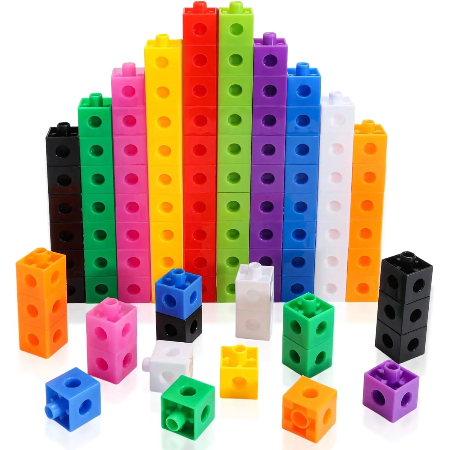 100 Pcs Math Linking Cubes - 10 Colors Connecting Counting Snap Blocks, Math Manipulatives for Early Math & Construction, Educational Toy for Preschool, Kindergarten, Homeschool