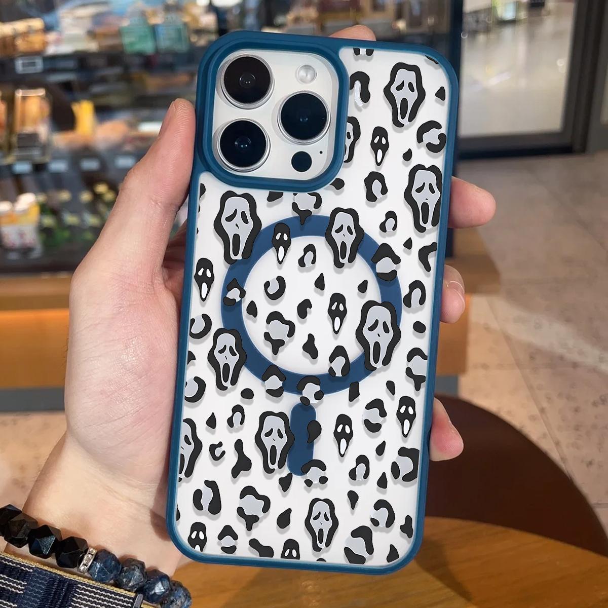 Scream Mask Clear Magnetic Phone Case , Support MagSafe Silicone Bumper Protective Cover For iPhone X 11 12 13 14 15 16 17 Pro Max Plus Air Girl Spooky Faces And Wild Patterns