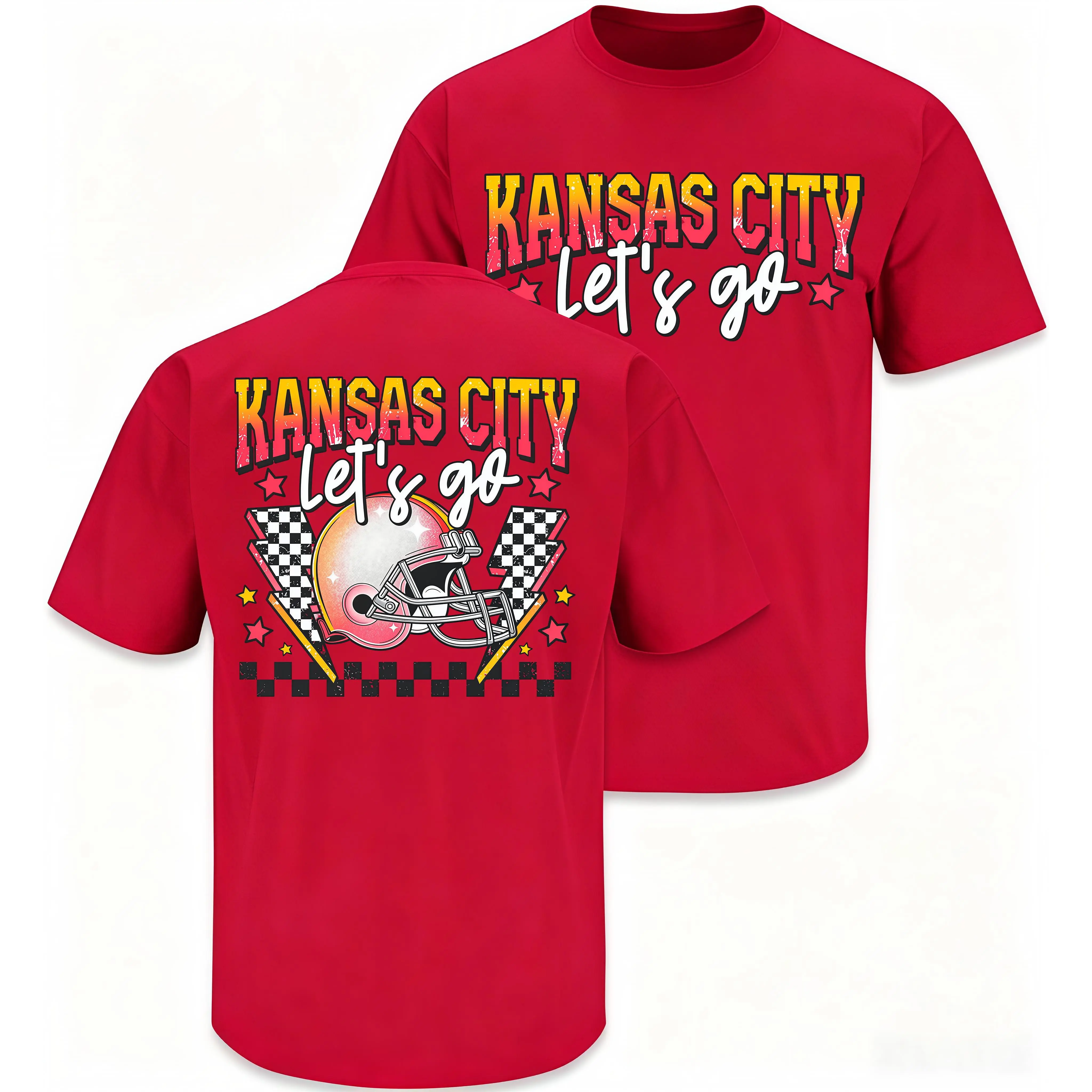 Retro Kansas City American Football T-Shirts, Soft Game Day Touch Down Season Tees, Casual Short Sleeve Tops For Sports Supporters #FootballGameDay #RetroFootballShirt #SportsFanOutfit #KCFootball #GameDayApparel