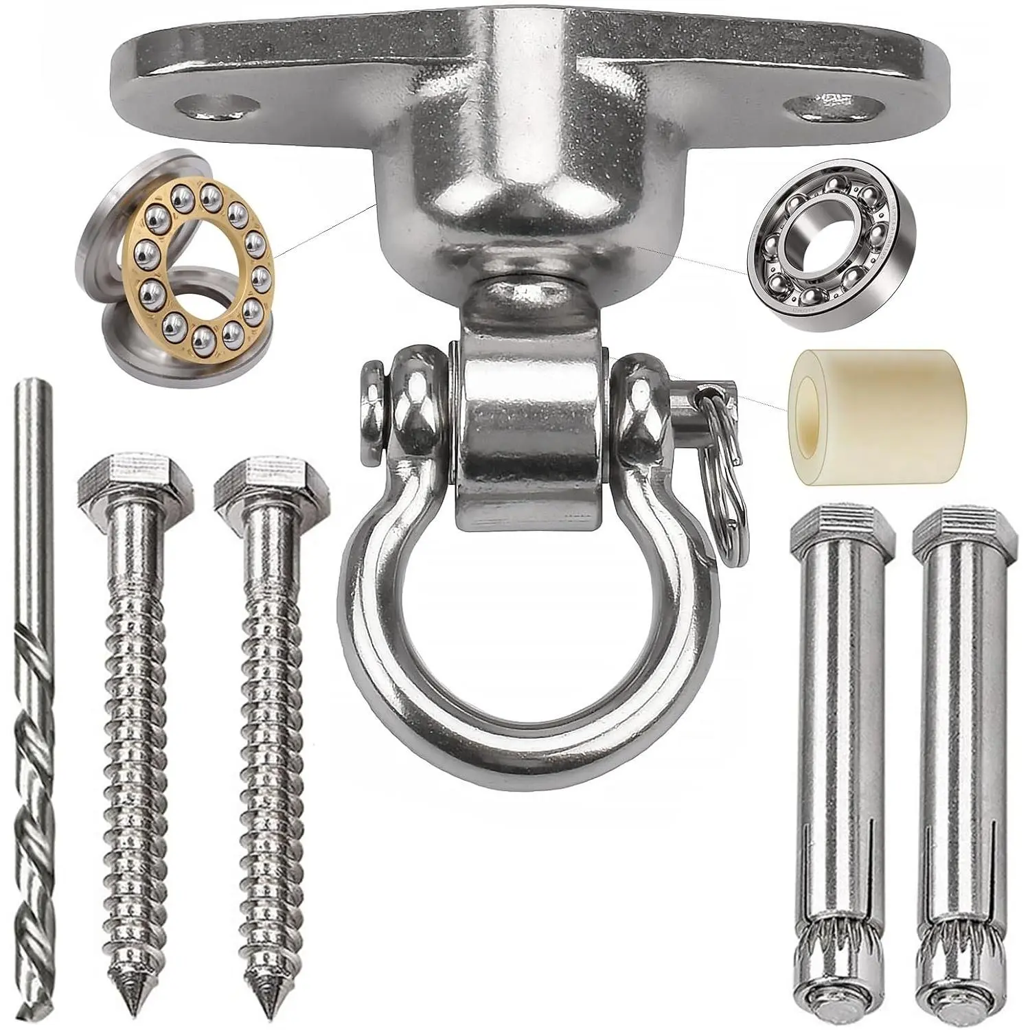 Heavy Duty Antirust Swing Hanger - 360°+180° Rotates, 1500LB Capacity - for Wood Playground, Hammock Chair, Porch Swing, Rope Sandbag