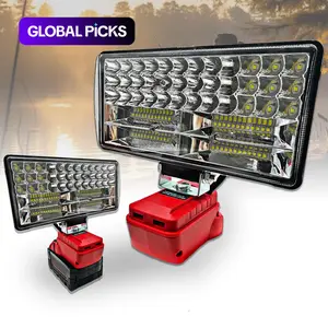 Milwaukee 18v Cordless LED Work Light, 90w 5400lm Wide Beam Floodlight, Dual USB Charging Ports, Ideal for Emergency Garage Workshop Use