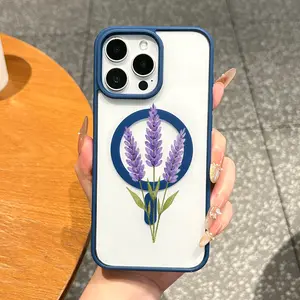 Premium Magnetic Case for iPhone11/12/13/14/15/16/17/promax Soft Purple Lavender Watercolor Art MagSafe Ready,Anti-Fall,Ultra-Thin Design|Perfect for Everyday Use